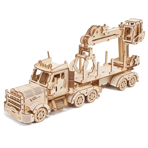 Hallisun 3D Holzpuzzle Modellbausatz, LKW Kran Holzmodellbausatz, Selbstmontage Mechanikbau Bastelset für Jugendliche ab 14 Jahren, als Geburtstagsgeschenk oder Heimdekorationssammlung, 428 Teile von Hallisun