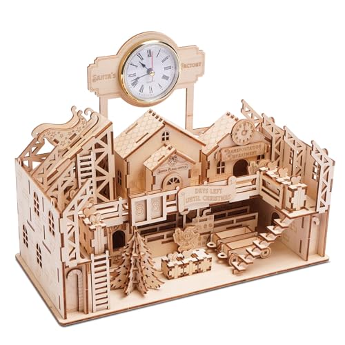 Hallisun 3D Holzpuzzle Set, Modellbauset Fabrik des Weihnachtsmanns, Selbstmontage, Mechanisches Bauhandwerk für Erwachsene ab 14 Jahren, als Geburtstagsgeschenk oder Heimdekoration, 225 Teile von Hallisun