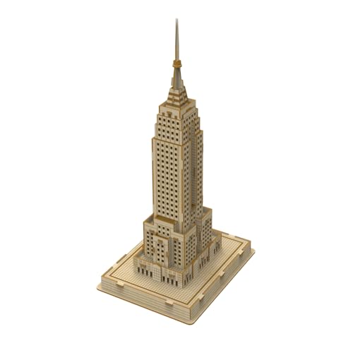Hallisun 3D Holzpuzzle für Erwachsene, Empire State Building Holzarchitektur-Modellbausatz, New York Souvenir DIY Mechanisches Set Spielzeug, Heimdekoration, Weihnachtsgeburtstagsgeschenk 88 Teile von Hallisun