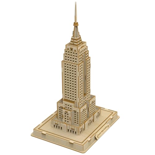 Hallisun 3D Holzpuzzle für Erwachsene, Empire State Building Holzarchitektur-Modellbausatz, New York Souvenir DIY Mechanisches Set Spielzeug, Heimdekoration, Weihnachtsgeburtstagsgeschenk 88 Teile von Hallisun