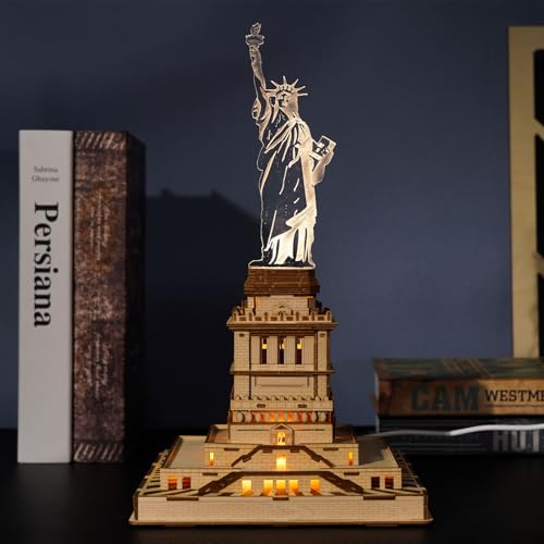 Hallisun 3D Holzpuzzle für Erwachsene, Freiheitsstatue Architekturmodell aus Holz Sammlerstück, New York Souvenir Mechanisches DIY Spielzeug Dekoration, Weihnachts und Geburtstagsgeschenk 147 Teile von Hallisun