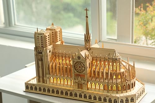 Hallisun 3D Holzpuzzle für Erwachsene, Notre Dame de Paris Holzarchitekturmodell, Französisches Souvenir Mechanisches Holz DIY Set Spielzeug, Heimdekoration, Weihnachtsgeburtstagsgeschenk 266 Teile von Hallisun