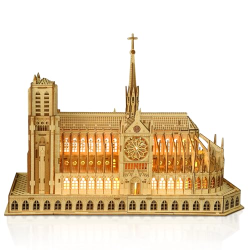 Hallisun 3D Holzpuzzle für Erwachsene, Notre Dame de Paris Holzarchitekturmodell, Französisches Souvenir Mechanisches Holz DIY Set Spielzeug, Heimdekoration, Weihnachtsgeburtstagsgeschenk 266 Teile von Hallisun