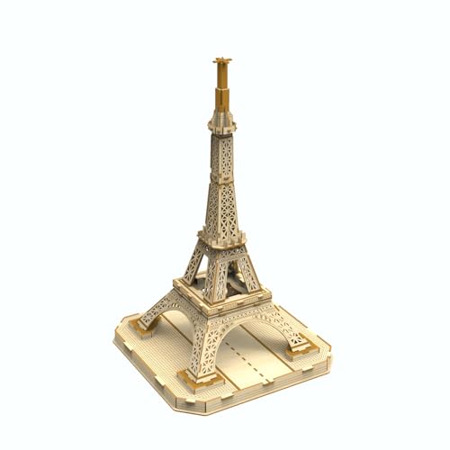 Hallisun 3D-Holzpuzzle für Erwachsene, Pariser Eiffelturm Holzarchitekturmodell, französisches Souvenir Mechanisches Holz DIY Set Spielzeug, Heimdekoration, Weihnachtsgeburtstagsgeschenk 105 Teile von Hallisun