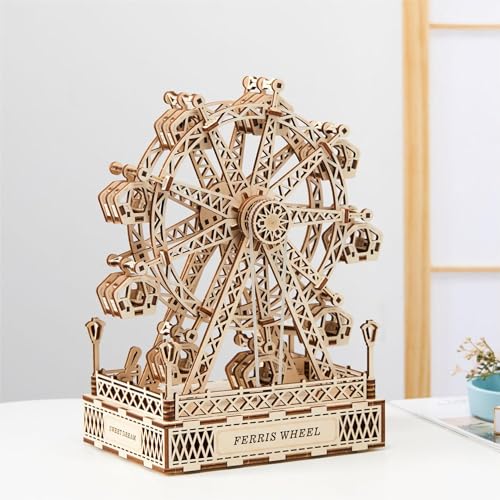 Hallisun 3D Holzpuzzle für Erwachsene, Riesenrad Modellstadt-Bausatz, DIY Bastelset aus Holz, kreative Modellbau Hobbys, Geburtstagsgeschenk für Familie und Freunde, Heimdekoration, 120 Teile von Hallisun