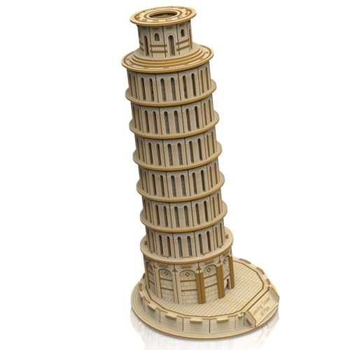 Hallisun 3D Holzpuzzle für Erwachsene, Schiefer Turm von Pisa, Holzarchitektur Modellbausatz, Italien Souvenir DIY Mechanisches Set Spielzeug, Heimdekoration, Weihnachtsgeburtstagsgeschenk 151 Teile von Hallisun