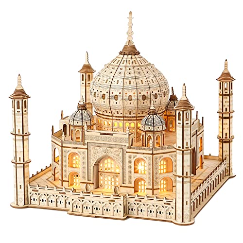 Hallisun 3D Holzpuzzle für Erwachsene, Taj Mahal Holzarchitekturmodell, Indien Souvenir Mechanisches Holz DIY Set Spielzeug, Heimdekoration, Weihnachtsgeburtstagsgeschenk, 388 Teile von Hallisun