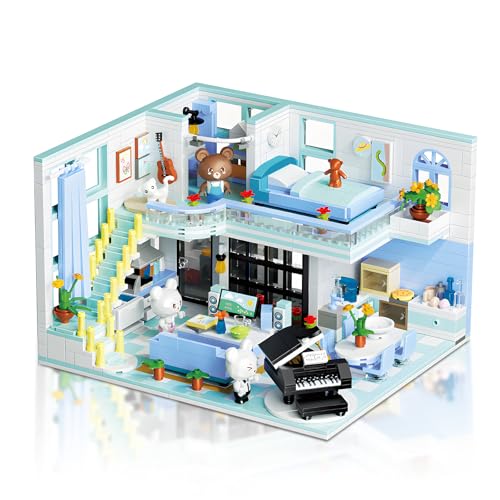 Hallisun Friends Haus Baustein Set, Friends Wohnung Mini Block Modellbausatz, DIY Karikatur Modular Modernes Haus Konstruktions Spielzeug, Geschenkidee für Jungen und Mädchen ab 8 Jahren, 1165 Stück von Hallisun