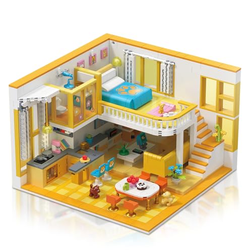 Hallisun Friends Haus Baustein Set, Friends Wohnung Mini Block Modellbausatz, DIY Karikatur Modular Modernes Haus Konstruktions Spielzeug, Geschenkidee für Jungen und Mädchen ab 8 Jahren, 1048 Stück von Hallisun