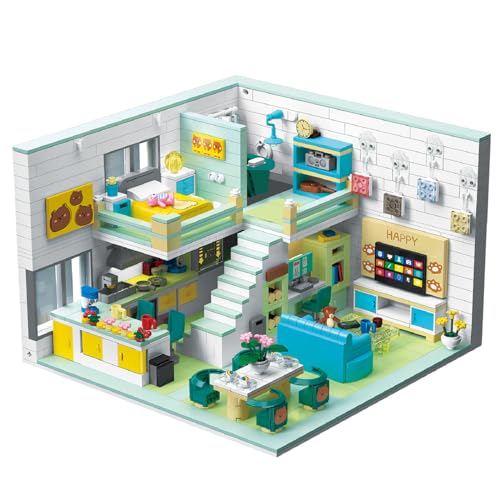 Hallisun Friends Haus Baustein Set, Friends Wohnung Mini Block Modellbausatz, DIY Karikatur Modular Modernes Haus Konstruktions Spielzeug, Geschenkidee für Jungen und Mädchen ab 8 Jahren, 1035 Stück von Hallisun