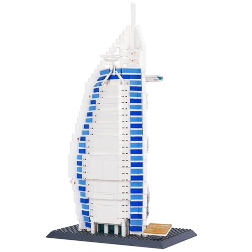 Hallisun Bausteine-Set, Burj Al Arab Hotel-Dubai, weltberühmte Geschichte, Architekturmodellbausatz, Wahrzeichen-Sammelset für Erwachsene und Kinder ab 8 Jahren, Geschenk & Büro-Heimdekoration, 1368 von Hallisun