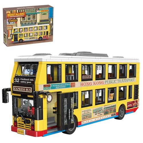 Hallisun Bus Baustein Set, City Doppeldeckerbus Baustein Modellset, Doppeldecker Spielzeug-Bus, Fahrzeug-Spielset für Erwachsene, Mädchen und Jungen ab 8 Jahren, Ideas Bauset Geschenk, 769 Stück von Hallisun