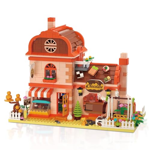 Hallisun City Bausteine Set, Schokoladenwerkstatt Mini Steinmodellbausatz, Kreative Architektur Mini Baustein Spielzeug Geschenk für Kinder Jungen Mädchen ab 8 Jahren Lernspielzeug (1324 Teile) von Hallisun