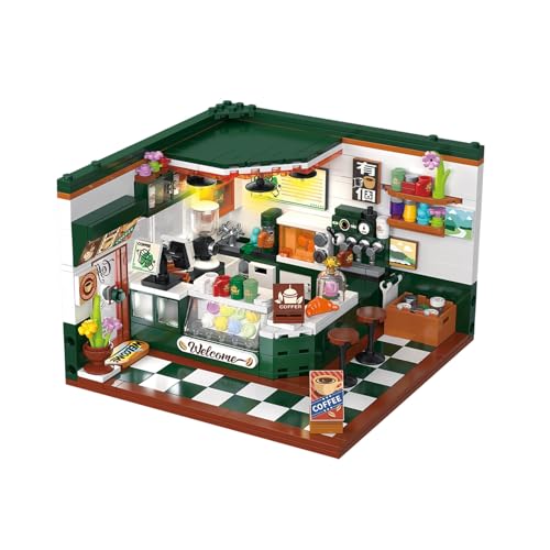 Hallisun Friends Haus Baustein Set, City Café Haus Mini Block Modellbausatz, DIY Modular Kaffee Haus Straßenansicht Konstruktions Spielzeug, Geschenkidee für Jungen und Mädchen ab 6 Jahren, 527 Stück von Hallisun