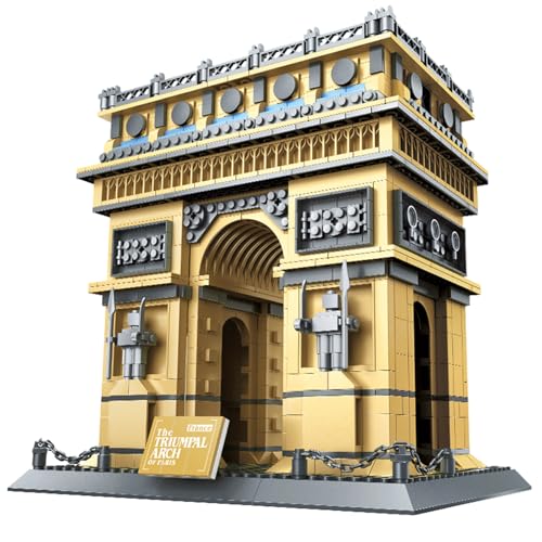 Hallisun Paris Arc De Triomphe Bausteine Set, Sammlung weltberühmter Wahrzeichen, Architekturmodellbausatz, Lernspielzeug für Kinder und Erwachsene, als Geschenk und Büro Heimdekoration, 1399 Teile von Hallisun