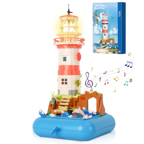 Hallisun Sea Island House Baustein Set, Küstenarchitektur, Mini Steinmodellbausatz, Inselturm Gebäude Sammlung, Blockspielzeug, Geschenk für Kinder, Jugendliche ab 8 Jahren, 909 Teile von Hallisun