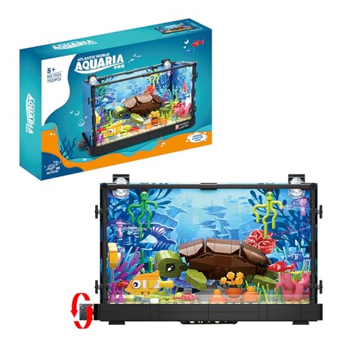 Hallisun Spielzeug Baustein Set, Fischtank Baustein Set, Aquarium, Meeresleben, ökologisches Meeresschildkröten Aquarium, für Meeresliebhaber, Erwachsene Teenager Kinder ab 6 Jahren753 Teile von Hallisun