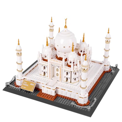 Hallisun Taj Mahal Bausteinset, weltberühmtes Wahrzeichen Sammlungsset, Indiens Taj Mahal Architekturmodellbausatz für Kinder und Erwachsene zum Bauen, als Geschenk und Büro-Wohndekoration, 1113 Teile von Hallisun