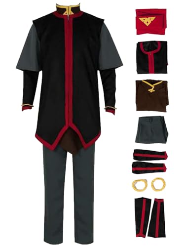 Hallojojo Aang Cosplay Kostüm Schwarz Herren Anime Avatar Aang Verkleidung Kung Fu Uniform Weihnachten Halloween Karneval Party Fancy Kostüm für Erwachsene von Hallojojo