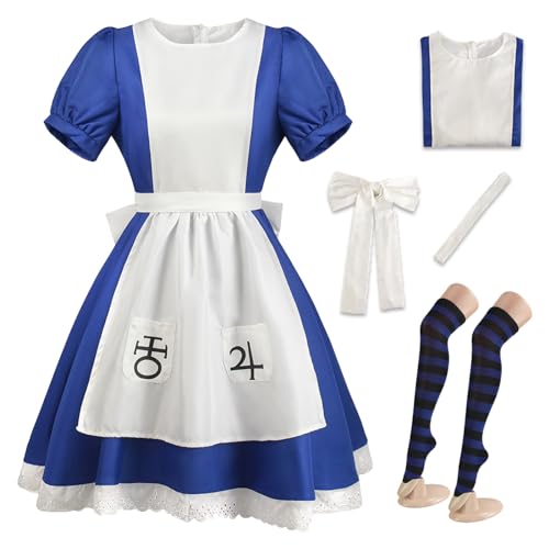 Hallojojo Alice Cosplay Kostüm French Maid Dress Alice Madness Returns Verkleidung Dienstmädchen Kostüm Weihnachten Halloween Karneval Party Bühnenauftritt Kostüm für Erwachsene Größe XS-3XL von Hallojojo