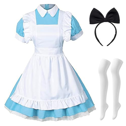 Hallojojo Alice Cosplay Kostüm French Maid Dress Alice Verkleidung Lolita Kleid Dienstmädchen Kostüm Weihnachten Halloween Karneval Party Bühnenauftritt Kostüm für Erwachsene Größe S-4XL von Hallojojo