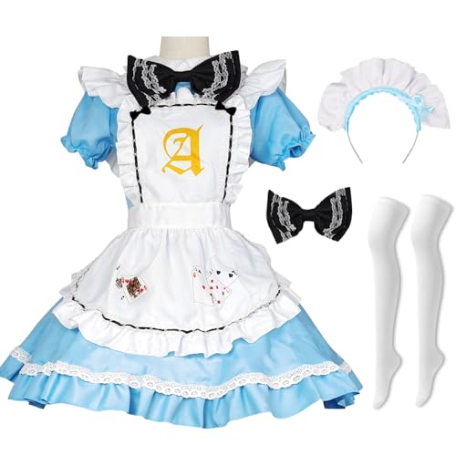 Hallojojo Alice Cosplay Kostüm French Maid Dress Alice Verkleidung Lolita Kleid Dienstmädchen Kostüm Weihnachten Halloween Karneval Party Bühnenauftritt Kostüm für Erwachsene Größe S-5XL von Hallojojo