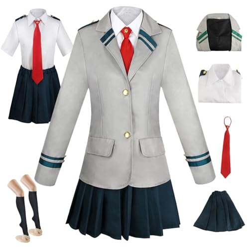 Hallojojo Anime MHA Cosplay Kostüm Ochaco Uraraka Asui Tsuyu Schuluniform My Hero Academia Verkleidung Weihnachten Halloween Karneval Party Fancy Kostüm für Erwachsene von Hallojojo