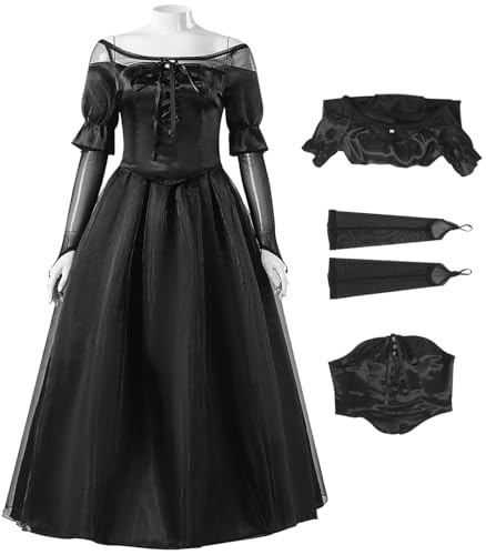 Hallojojo Damen Beetle J'uice Cosplay Kostüm Brautkle B'eetleJuice Verkleidung Schwarz Hochzeitskleid Gothic Kleid Weihnachten Halloween Karneval Party Fancy Kostüm für Erwachsene von Hallojojo