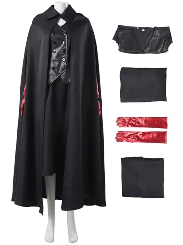 Hallojojo Damen Beetle J'uice Lydia Cosplay Kostüm B'eetleJuice Verkleidung Lydia Deetz Cosplay Uniform Schwarz Gothic Weihnachten Halloween Karneval Party Fancy Kostüm für Erwachsene von Hallojojo