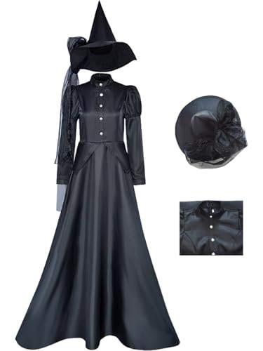 Hallojojo Damen Elphaba Cosplay Kostüm mit Hut Wicked Hexe Verkleidung Hexen Elphaba Kleid Schwarz Gothic Weihnachten Halloween Karneval Party Bühnenauftritt Fancy Dress für Erwachsene Hallojojo Damen Elphaba Cosplay Kostüm mit Hut Wicked Hexe Verkleidung Hexen Elphaba Kleid Schwarz Gothic Weihnachten Halloween Karneval Party Bühnenauftritt Fancy Dress für Erwachsene von Hallojojo