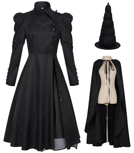 Hallojojo Damen Elphaba Cosplay Kostüm mit Umhang und Hut Wicked Hexe Verkleidung Hexen Elphaba Kostüm Schwarz Gothic Kleid Weihnachten Halloween Karneval Party Bühnenauftritt Fancy Dress Hallojojo Damen Elphaba Cosplay Kostüm mit Umhang und Hut Wicked Hexe Verkleidung Hexen Elphaba Kostüm Schwarz Gothic Kleid Weihnachten Halloween Karneval Party Bühnenauftritt Fancy Dress von Hallojojo