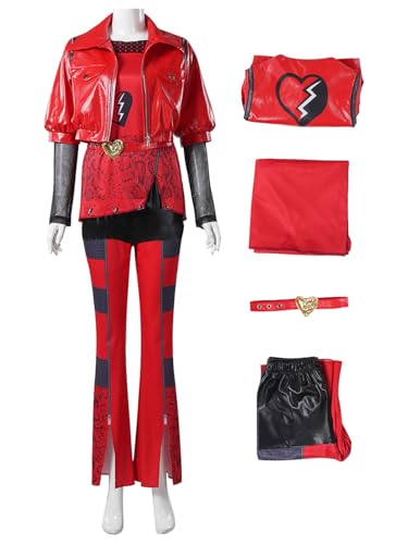 Hallojojo Descendants Cosplay Kostüm Damen Descendants Red Verkleidung Rise of Red Kostüm Rot Uniform Weihnachten Halloween Karneval Party Fancy Kostüm für Erwachsene von Hallojojo