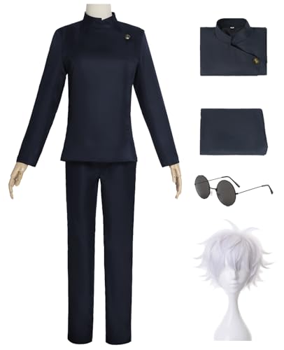 Hallojojo Gojo Satoru Cosplay Kostüm Komplettes Set mit Perücke Anime Jujutsu Kaisen Verkleidung Satoru Gojo Schuluniform Weihnachten Halloween Karneval Party Fancy Kostüm für Erwachsene Hallojojo Gojo Satoru Cosplay Kostüm Komplettes Set mit Perücke Anime Jujutsu Kaisen Verkleidung Satoru Gojo Schuluniform Weihnachten Halloween Karneval Party Fancy Kostüm für Erwachsene von Hallojojo