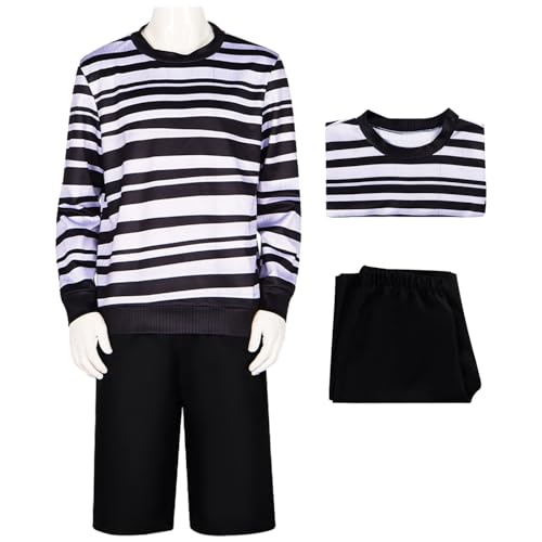 Hallojojo Herren Pugsley Addams Cosplay Kostüm Gestreifter Hemd und Shorts Mittwoch Verkleidung Pugsley Kostüm Gothic Weihnachten Halloween Karneval Party Fancy Kostüm für Erwachsene Hallojojo Herren Pugsley Addams Cosplay Kostüm Gestreifter Hemd und Shorts Mittwoch Verkleidung Pugsley Kostüm Gothic Weihnachten Halloween Karneval Party Fancy Kostüm für Erwachsene von Hallojojo