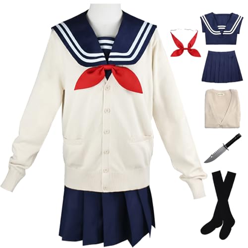 Hallojojo Himiko Toga Cosplay Kostüm mit Perücke Anime My Hero Academia Verkleidung MHA Toga Himiko Cosplay JK Uniform Weihnachten Halloween Karneval Party Fancy Kostüm für Erwachsene von Hallojojo