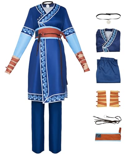 Hallojojo Katara Cosplay Kostüm Damen Anime Avatar Katara Verkleidung Kung Fu Uniform Weihnachten Halloween Karneval Party Fancy Kostüm für Erwachsene von Hallojojo