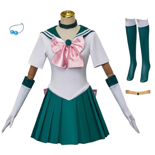 Hallojojo Kino Makoto Cosplay Outfit Damen Anime Sailor Moon Kostüm Set Sailor Jupiter Verkleidung Japanisch Matrosen Uniform Weihnachten Halloween Karneval Party Bühnenauftritt Kostüm Grün von Hallojojo