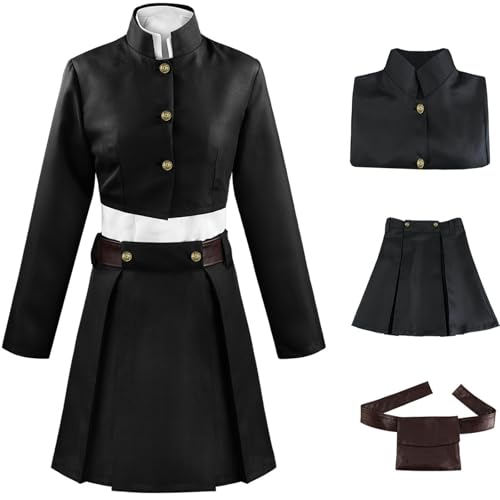 Hallojojo Kugisaki Nobara Kostüm Damen Cosplay Anime Beschwörer Zenin Maki Schuluniform Set Top Rock mit Tasche für Fancy Dress Up Halloween Karneval Party Maskenball Verkleidung, Schwarz, Blau Hallojojo Kugisaki Nobara Kostüm Damen Cosplay Anime Beschwörer Zenin Maki Schuluniform Set Top Rock mit Tasche für Fancy Dress Up Halloween Karneval Party Maskenball Verkleidung, Schwarz, Blau von Hallojojo