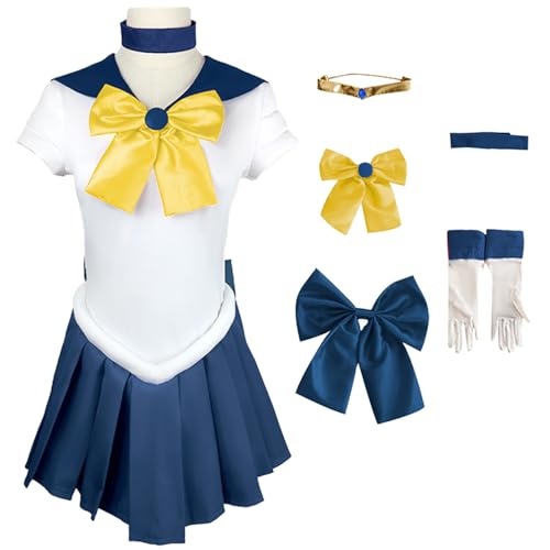 Hallojojo Mädchen Anime Sailor Moon Kostüm Kinder Tenoh Haruka Cosplay Outfit Sailor Uranus Verkleidung Japanisch Matrosen Uniform Weihnachten Halloween Karneval Party Bühnenauftritt Kostüm von Hallojojo