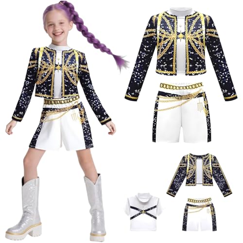Hallojojo Mädchen Rumi Cosplay Kostüm Set Anime Demon Hunters Verkleidung Girl Group Rumi Uniform Schwarz Weihnachten Halloween Karneval Party Fancy Bühnenauftritt Kostüm Kinder Größe 100-160 Hallojojo Mädchen Rumi Cosplay Kostüm Set Anime Demon Hunters Verkleidung Girl Group Rumi Uniform Schwarz Weihnachten Halloween Karneval Party Fancy Bühnenauftritt Kostüm Kinder Größe 100-160 von Hallojojo