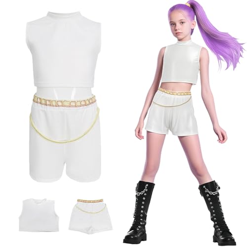 Hallojojo Mädchen Rumi Cosplay Kostüm Set Anime Demon Hunters Verkleidung Girl Group Rumi Uniform Weiß Weihnachten Halloween Karneval Party Fancy Bühnenauftritt Kostüm Kinder Größe 100-160 Hallojojo Mädchen Rumi Cosplay Kostüm Set Anime Demon Hunters Verkleidung Girl Group Rumi Uniform Weiß Weihnachten Halloween Karneval Party Fancy Bühnenauftritt Kostüm Kinder Größe 100-160 von Hallojojo