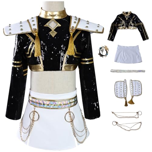 Hallojojo Mädchen Zoe Cosplay Kostüm Set Anime Demon Hunters Verkleidung Girl Group Zoe Uniform Schwarz Weihnachten Halloween Karneval Party Fancy Bühnenauftritt Kostüm Kinder Größe 110-150 Hallojojo Mädchen Zoe Cosplay Kostüm Set Anime Demon Hunters Verkleidung Girl Group Zoe Uniform Schwarz Weihnachten Halloween Karneval Party Fancy Bühnenauftritt Kostüm Kinder Größe 110-150 von Hallojojo