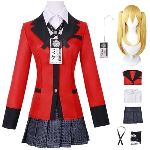 Hallojojo Meari Saotome Cosplay Kostüm mit Perücke Anime Kakegurui Verkleidung Mary Cosplay JK Schuluniform Weihnachten Halloween Karneval Party Fancy Kostüm für Erwachsene von Hallojojo