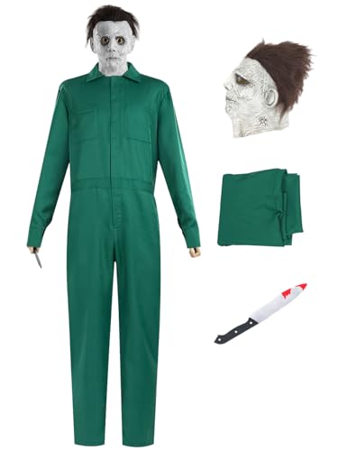 Hallojojo Michael Myers Cosplay Kostüm Overall mit Maske und Attrappen Messer Horrorfilm Killer Michael Verkleidung Grusel Halloween Kostüm Weihnachten Karneval Party Fancy Dress Erwachsene Unisex Hallojojo Michael Myers Cosplay Kostüm Overall mit Maske und Attrappen Messer Horrorfilm Killer Michael Verkleidung Grusel Halloween Kostüm Weihnachten Karneval Party Fancy Dress Erwachsene Unisex von Hallojojo