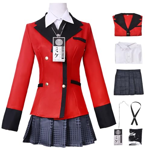 Hallojojo Momobami Kirari Cosplay Kostüm mit Perücke Anime Kakegurui Verkleidung Kirari Momobami JK Schuluniform Weihnachten Halloween Karneval Party Fancy Kostüm für Erwachsene von Hallojojo