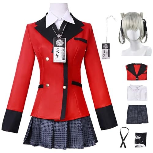 Hallojojo Momobami Kirari Cosplay Kostüm mit Perücke Anime Kakegurui Verkleidung Kirari Momobami JK Schuluniform Weihnachten Halloween Karneval Party Fancy Kostüm für Erwachsene von Hallojojo