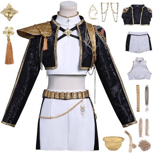 Hallojojo Rumi Kostüm Damen Fasching Cosplay Anime Dämon Jäger Rumi Dance Show Komplett Uniform Set Jacke Top Hose Con Zubehör für Fancy Dress Up Halloween Karneval Party Maskenball Fest Verkleidung Hallojojo Rumi Kostüm Damen Fasching Cosplay Anime Dämon Jäger Rumi Dance Show Komplett Uniform Set Jacke Top Hose Con Zubehör für Fancy Dress Up Halloween Karneval Party Maskenball Fest Verkleidung von Hallojojo