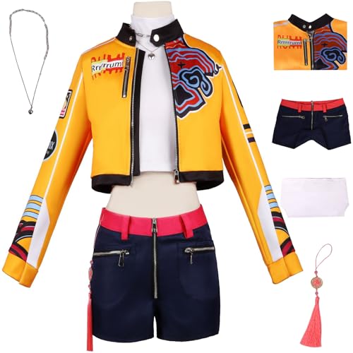 Hallojojo Rumi Kostüm Damen Fasching Cosplay Anime Dämon Jäger Rumi Uniform Jacke Oberteil Hose Halskette Anhänger Set 5 Stück für Halloween Karneval Party Maskenball Fest Verkleidung Hallojojo Rumi Kostüm Damen Fasching Cosplay Anime Dämon Jäger Rumi Uniform Jacke Oberteil Hose Halskette Anhänger Set 5 Stück für Halloween Karneval Party Maskenball Fest Verkleidung von Hallojojo