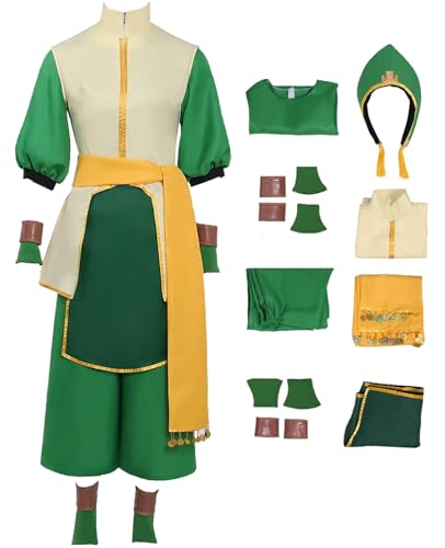 Hallojojo Toph Beifong Cosplay Kostüm Anime Avatar Toph Verkleidung Kung Fu Uniform Weihnachten Halloween Karneval Party Fancy Kostüm für Erwachsene von Hallojojo