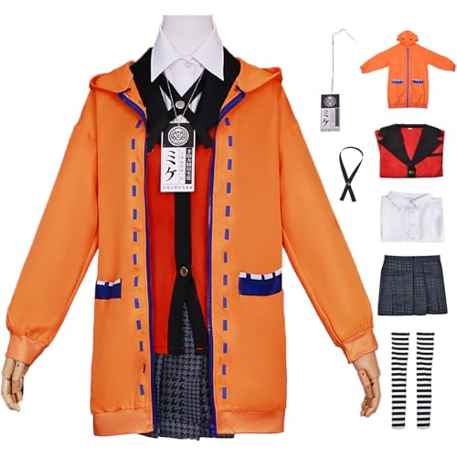 Hallojojo Yomozuki Runa Cosplay Kostüm mit Perücke Anime Kakegurui Verkleidung Runa Yomozuki Cosplay JK Schuluniform Weihnachten Halloween Karneval Party Fancy Kostüm für Erwachsene von Hallojojo